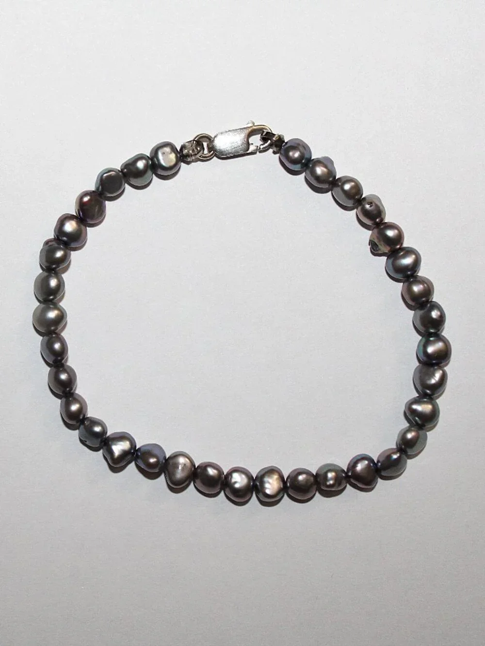 Sterling Silver Cultured Grey Pearl Bracelet